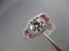 ESTATE WIDE 1.68CT DIAMOND & AAA PINK SAPPHIRE 14K WHITE GOLD 3D ENGAGEMENT RING