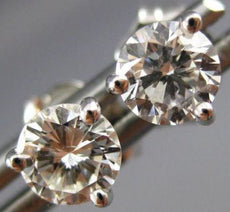 ESTATE .78CT DIAMOND 14K WHITE GOLD CLASSIC 3 PRONG MARTINI STUD EARRINGS #26372