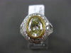 ESTATE MASSIVE 4.14CT WHITE & FANCY YELLOW DIAMOND 18K 2TONE GOLD ENGAGMENT RING