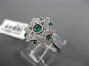 ESTATE .38CT DIAMOND & AAA EMERALD 18KT WHITE GOLD 3D STAR OF DAVID BEZEL RING