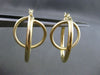 ESTATE 14KT YELLOW GOLD 3D CLASSIC ELONGATED CIRCULAR RING SHINY HOOP EARRINGS