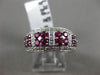 ESTATE WIDE 1.18CT & AAA RUBY 14KT WHITE GOLD 3D FLOWER WEDDING ANNIVERSARY RING
