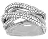 ESTATE LARGE 2.10CT WHITE DIAMOND 14KT WHITE GOLD 3D MULTI ROW CRISS CROSS RING