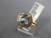 ESTATE 1.44CT DIAMOND & AAA AQUAMARINE 14KT ROSE GOLD 3D SQUARE ENGAGEMENT RING