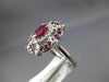 ESTATE WIDE 2.04CT DIAMOND & AAA RUBY 14KT WHITE GOLD 3D OVAL FLOWER FUN RING