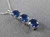 ESTATE 1.35CT DIAMOND & AAA SAPPHIRE 14KT WHITE GOLD 3D THREE STONE OVAL PENDANT