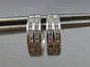 ESTATE .29CT DIAMOND 14KT WHITE GOLD 3D CLASSIC 2 ROW HUGGIE HOOP EARRINGS 3mm