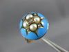 ANTIQUE WIDE ROSE CUT DIAMOND PEARL & BLUE ENAMEL 14K YELLOW GOLD STAR DOME RING