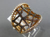 ESTATE LARGE 2.30CT DIAMOND & AAA ORANGE SAPPHIRE 18KT GOLD SPIDER WEB FUN RING