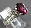 ESTATE 2.21CT DIAMOND & AAA RHODOLITE 14KT WHITE GOLD 3D OVAL ENGAGEMENT RING