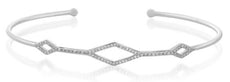 ESTATE .18CT DIAMOND 14KT WHITE GOLD 3D CLASSIC TRIPLE KITE LOVE BANGLE BRACELET