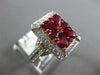 ANTIQUE WIDE 2.84CT DIAMOND & AAA RUBY 18KT WHT & ROSE GOLD FILIGREE FLOWER RING