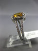 ESTATE LARGE 3.25CT DIAMOND & AAA CUSHION CITRINE 14KT WHITE GOLD 3D HALO RING