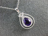 ESTATE .83CT DIAMOND & AAA AMETHYST 14K WHITE GOLD 3D TEAR DROP FLOATING PENDANT