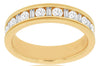 1.0CT DIAMOND 14KT YELLOW GOLD ROUND & BAGUETTE CHANNEL WEDDING ANNIVERSARY RING