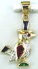 ESTATE .27CT DIAMOND AAA RUBY & AAA EMERALD 14KT YELLOW GOLD HAPPY BIRD PENDANT