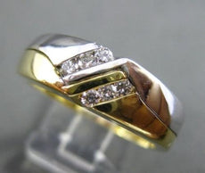 ESTATE .25CT DIAMOND 14KT TWO TONE GOLD DOUBLE SIDED GYPSY MENS RING #10288