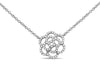 ESTATE .14CT DIAMOND 14KT WHITE GOLD 3D MULTI ROW OPEN FLOWER LOVE NECKLACE