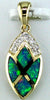 ESTATE .04CT DIAMOND & AAA OPAL 14KT YELLOW GOLD MARQUISE SHAPE FLOATING PENDANT