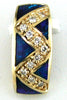 ESTATE .12CT DIAMOND & AAA OPAL 14KT YELLOW GOLD RECTANGULAR ZIG ZAG FUN PENDANT