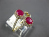 ESTATE WIDE 1.22CT DIAMOND & AAA RUBY 14KT YELLOW GOLD 3D DOUBLE HALO LOVE RING