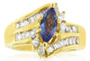 1.6CT DIAMOND & AAA TANZANITE 14K YELLOW GOLD MARQUISE MULTI ROW ENGAGEMENT RING