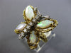 ANTIQUE LARGE 2.30CT DIAMOND & OPAL 14K TWO TONE GOLD HANDCRAFTED BUTTERFLY RING