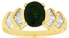 2.6CT DIAMOND & AAA GREEN GARNET 14K YELLOW GOLD OVAL & BAGUETTE ENGAGEMENT RING