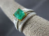 ESTATE LARGE 1.38CT DIAMOND & AAA EMERALD 18KT WHITE GOLD SQUARE ENGAGEMENT RING