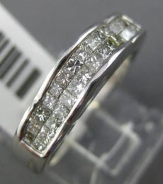 ESTATE 1.0CT PRINCESS DIAMOND 18K WHITE GOLD 3D TWO ROW WEDDING ANNIVERSARY RING