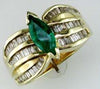 1.65CT DIAMOND & AAA EMERALD 14K YELLOW GOLD MARQUISE & BAGUETTE ENGAGEMENT RING