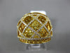 ESTATE EXTRA LARGE 3.09CT DIAMOND & AAA YELLOW SAPPHIRE 18K YELLOW GOLD 3D RING