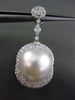 ESTATE LARGE 3.74CT DIAMOND & SOUTH SEA PEARL 18KT WHITE GOLD HANGING EARRINGS