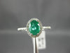ESTATE .87CT DIAMOND & AAA EMERALD 14KT WHITE GOLD OVAL FRIENDSHIP PROMISE RING