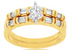 .63CT DIAMOND 14KT YELLOW GOLD PEAR SHAPE & BAGUETTE ENGAGEMENT WEDDING RING SET