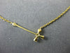 ESTATE .13CT DIAMOND 18K YELLOW GOLD CLASSIC SIDE WAYS CROSS FOUR PRONG NECKLACE