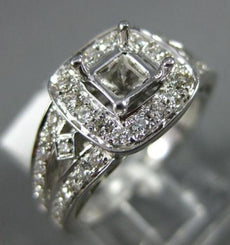 ESTATE WIDE .65CT DIAMOND 14KT WHITE GOLD SQUARE HALO SEMI MOUNT ENGAGEMENT RING