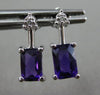 ESTATE 1CT DIAMOND & AAA AMETHYST 14KT WHITE GOLD CLASSIC POST HANGING EARRINGS