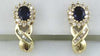 1.28CT DIAMOND & AAA SAPPHIRE 14KT YELLOW GOLD OVAL X CLIP ON HANGING EARRINGS