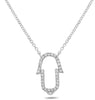 ESTATE .15CT DIAMOND 14KT WHITE GOLD 3D CLASSIC HAMSA CHAMSA PAVE LUCKY NECKLACE