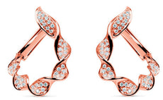 ESTATE .58CT DIAMOND 18KT ROSE GOLD LEAF ROPE TEAR DROP CLIP ON HANGING EARRINGS