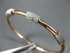 ESTATE WIDE 1.0CT ROUND DIAMOND 18KT ROSE GOLD 3D MULTI ROW PAVE BANGLE BRACELET
