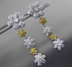 ESTATE LARGE 1.50CT DIAMOND 14KT WHITE GOLD FLOWER BY THE YARD HANGING EARRINGS