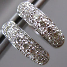 ESTATE 1.50CT DIAMOND 14KT WHIITE GOLD 3D CLASSIC MULTI ROW PAVE HUGGIE EARRINGS