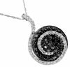 1.03CT WHITE & BLACK DIAMOND 14KT WHITE GOLD 3D CIRCULAR PAVE SWIRL PENDANT