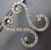 ESTATE LARGE 1.18CT ROUND DIAMOND 14KT WHITE GOLD 3D WAVE S HANGING EARRINGS
