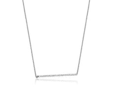 ESTATE .19CT ROUND DIAMOND 14KT WHITE GOLD 3D CLASSIC BAR FUN LOVE NECKLACE