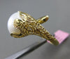 ESTATE LARGE PEARL 14KT YELLOW GOLD 3D HANDCRAFTED FILIGREE FLOWER FLEXIBLE RING