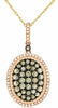 1.01CT WHITE & CHOCOLATE FANCY DIAMOND 14KT ROSE GOLD CLUSTER OVAL ROPE PENDANT