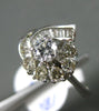 ESTATE .65CT ROUND & BAGUETTE DIAMOND 18K WHITE GOLD HEART SHAPE ENGAGEMENT RING